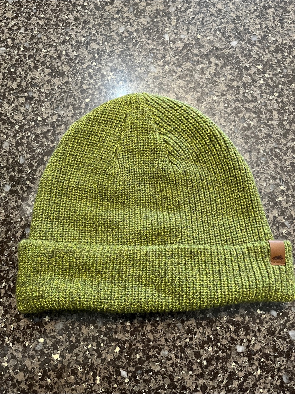Green Knit Beanie Hat - Roots